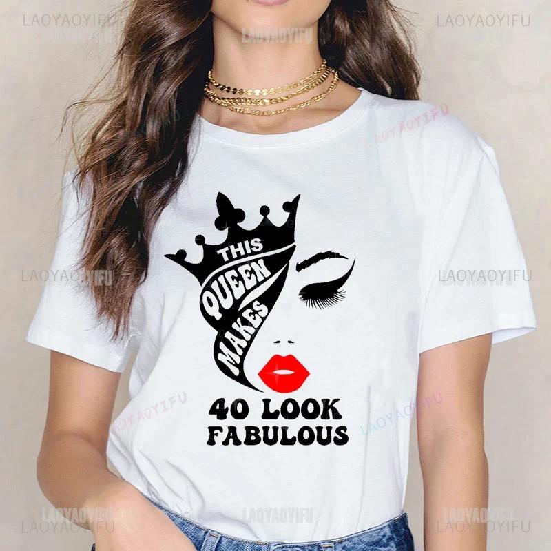 Floral 40 Year Old 40th Birthday Gifts Unisex Tshirt Flowers Print Graphic Tee Shirts Aesthetic Clothes Wife Outfit Mothers Day