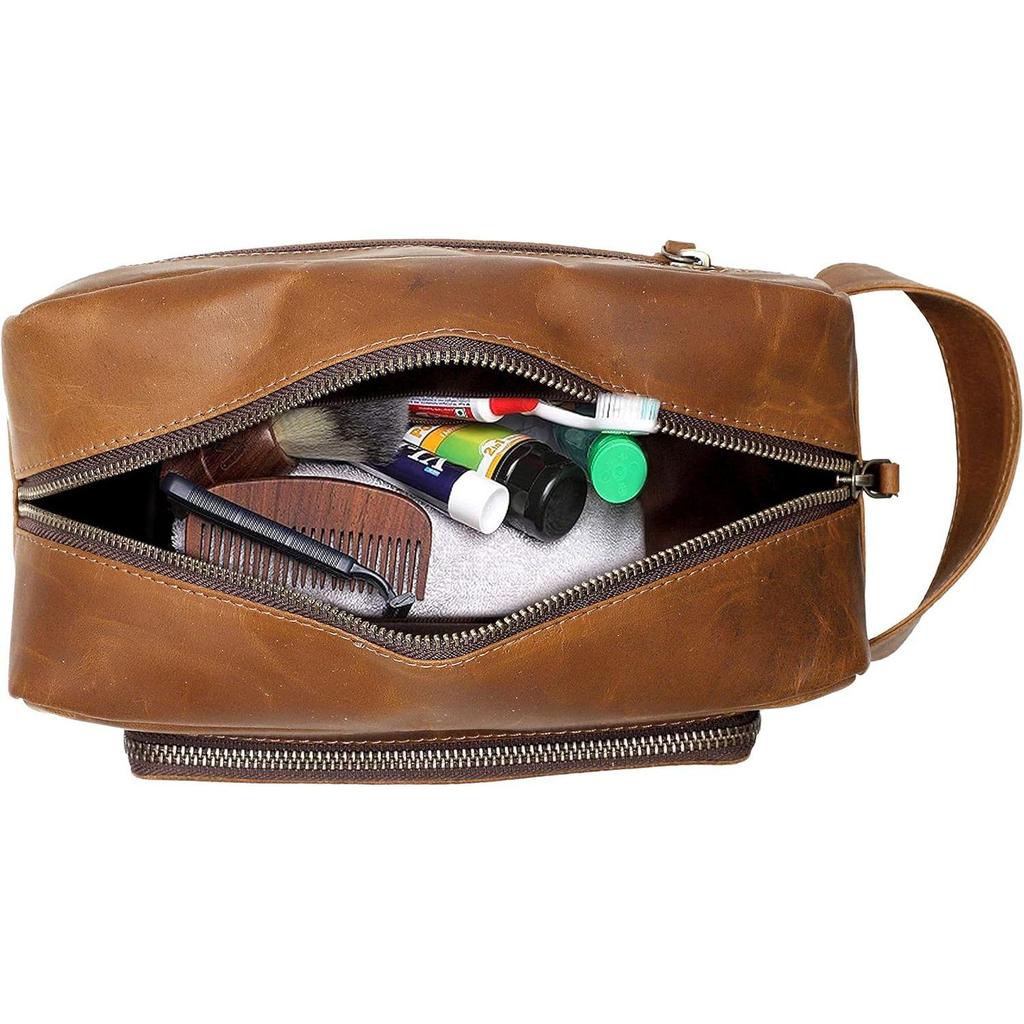 Men's Toiletry Bag Leather Travel Toiletry Bag Dopp Kit for Men Shaving Bag for Travel Accessories