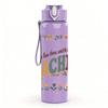 1PC Wildflower Teacher Letter Print 750ml Color Plastic Sports Water Bottle Leakproof Flip Straw Lid Suitable for Sports Office Home Use