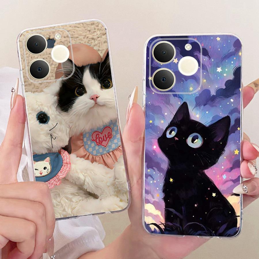 Чехол для телефона Realme Note 70 70T Милый рисунок с мультяшными котами Чехол из ТПУ для Realme Note70T Narzo 80 Lite Мягкий силиконовый Funda