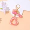 Colorful Hollow Love Heart Keychain Shiny Butterfly Tassel Resin Pendant Key Ring Women Handbag Ornament DIY Accessories Giftt
