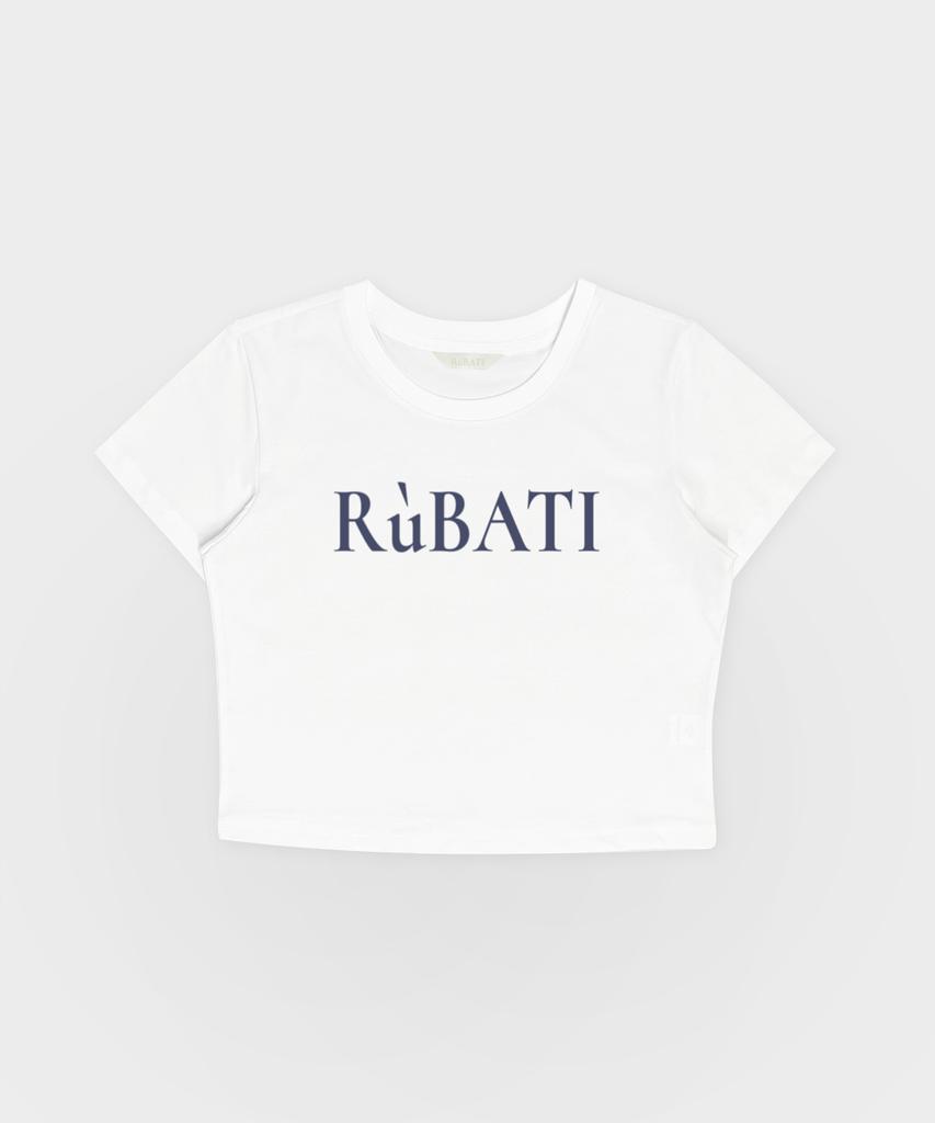 Укороченная футболка с логотипом RUBATI_Белая