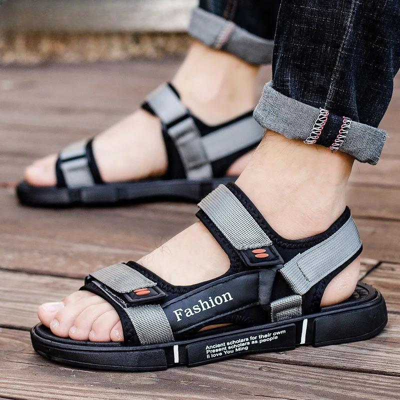 Модные повседневные мужские сандалии пляжная мужская обувь на платформе с открытым носком скидка дешевая распродажа 2025 новинка для взрослых японский цвет V