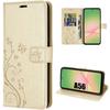 Case for Samsung Galaxy A56 5G - BOOLING - Golden Synthetic Leather Protection Butterfly Plant Pattern