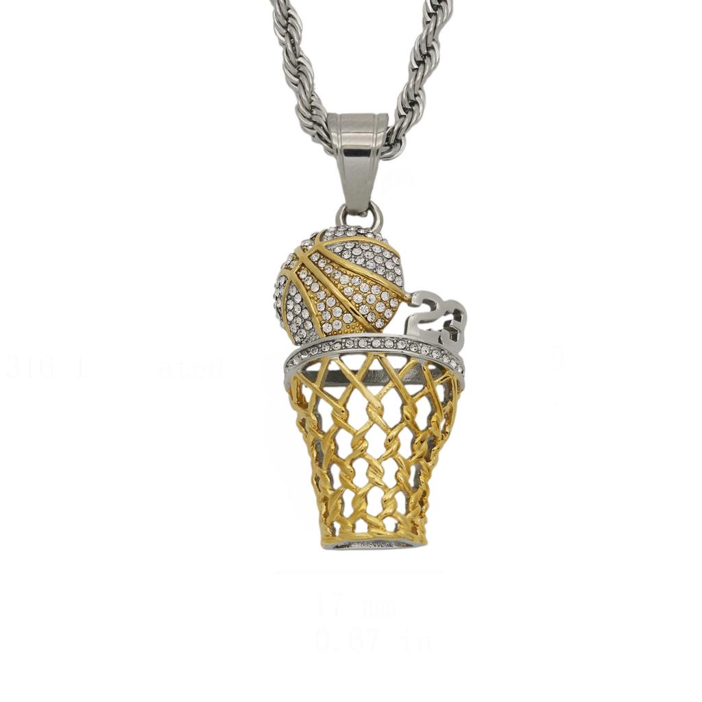 Новые хип-хоп спортивные модные ювелирные изделия с бриллиантами в виде баскетбольной сетки с подвеской на ожерелье