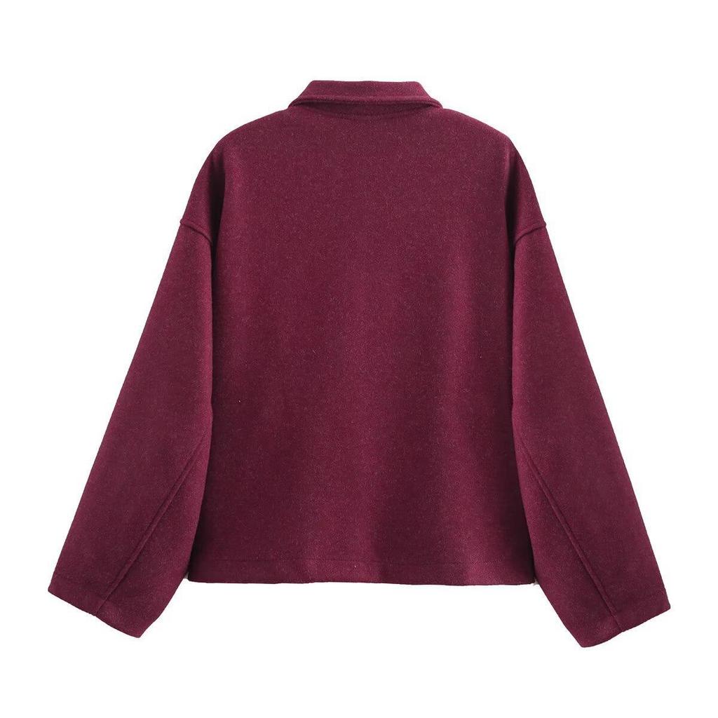 Европейская и американская женская ретро однотонная короткая куртка с лацканами