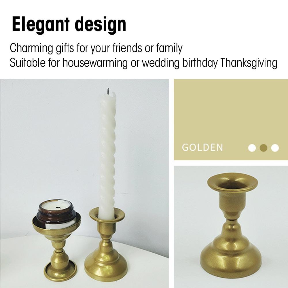 2pcs Tabletop Decor Candle Holder Gold Desktop Candle Stand Candlestick Holder Dining Table Decor