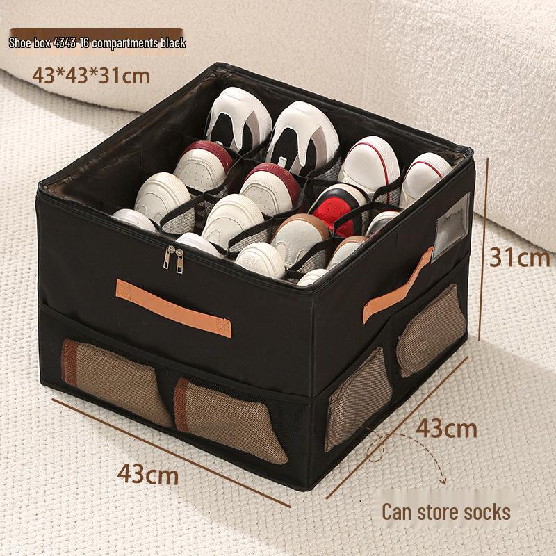 Foldable Shoe Storage Box with Lid & Dividers - Multifunctional Organizer for Clothes & Sundries