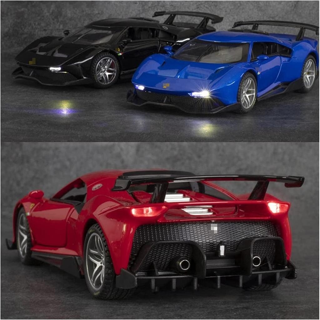 1:32 Scale P80-C Metal Diecast Car, Pull Back Alloy Toys with Sound and Light, Doors Open Collection For Gifts Doll
