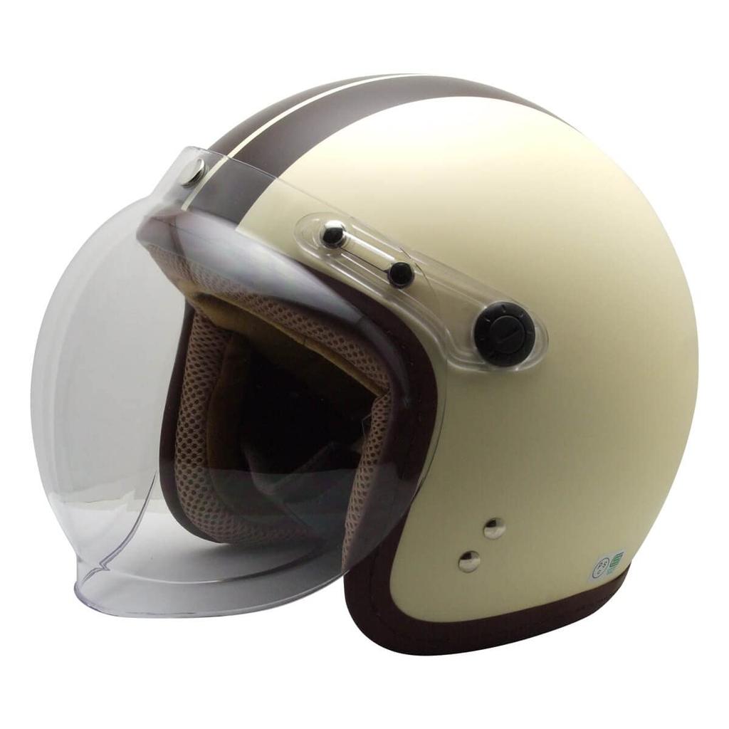 ISHINO SHOKAI Jet Motorcycle Small John SG and PSC Size M Matte MAX-308 Helmet, Jet, Standards, (approximately 54-57cm), Ivory/Brown