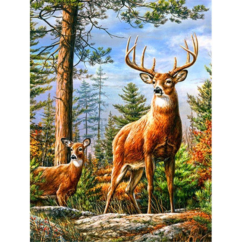 Полный комплект круглой алмазной вышивки Олень 5d Алмазная картина Мозаика Животные Ремесленные украшения дома