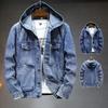 Мужская джинсовая куртка свободного кроя с капюшоном, приталенная, в корейском стиле, с большими карманами