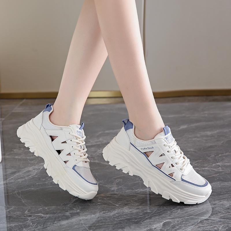 CRLAYDK Летние массивные кроссовки для женщин на платформе с вырезами Fahion White Dad Shoes Mesh Casual Walking Boots Sport Trainers