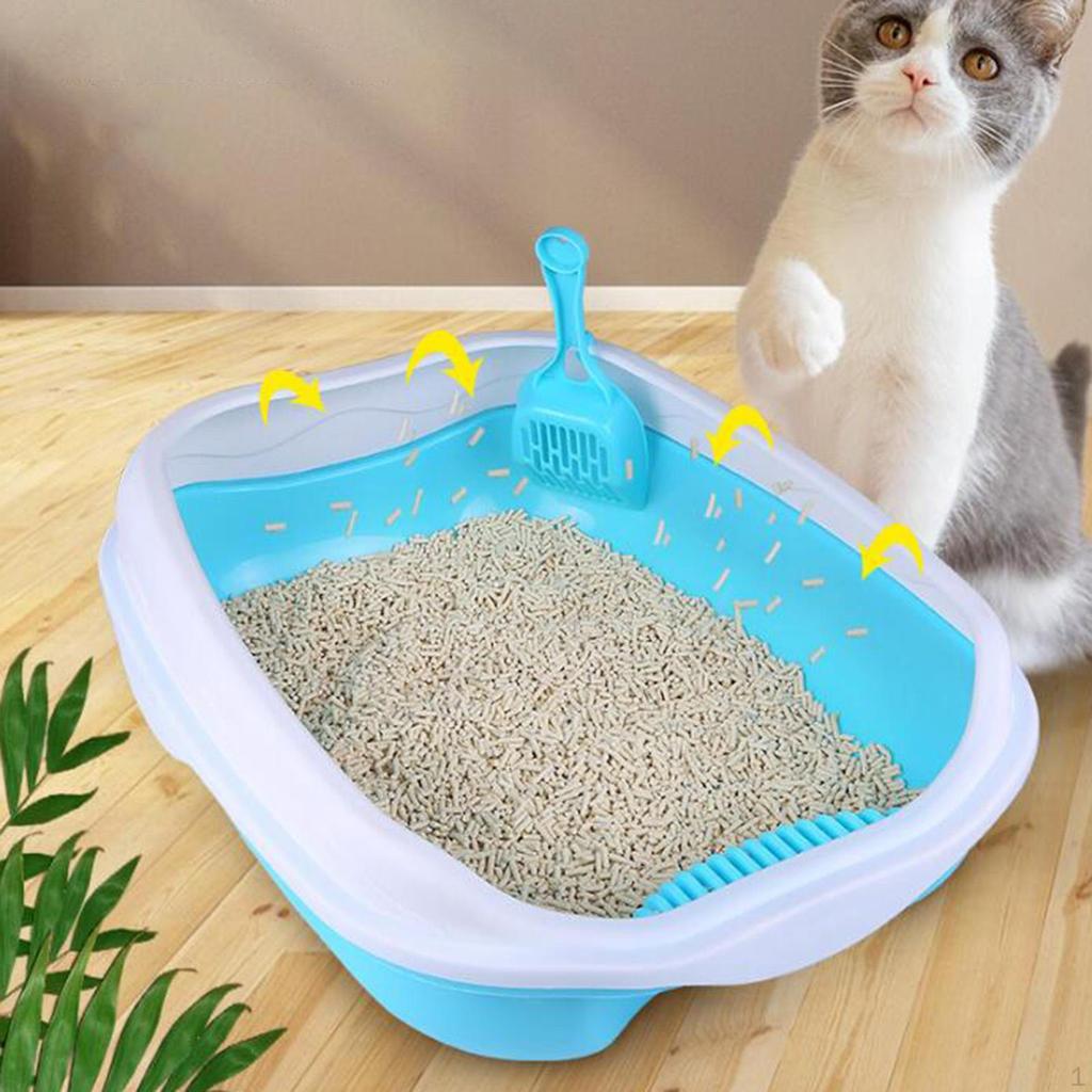 Cat Deep Toilet Durable Sifting Anti Splashing Sand Box Open Cats Litter Pan for Small Medium Large