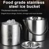Stainless Steel Ice Bucket 1.6/2/3L Double Wall Insulated Seamless Structure Thickened Handle Ice Bucket for Parties Bars