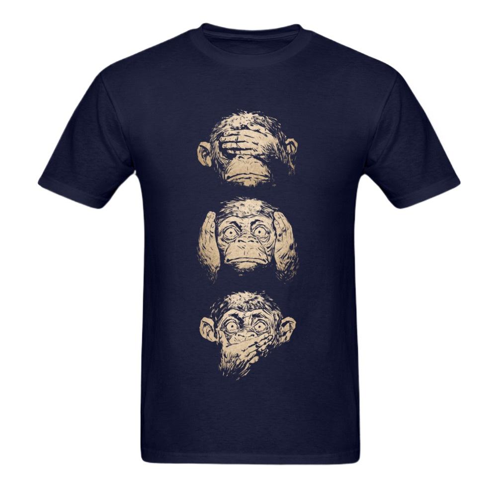 Мужская футболка Wise Monkeys в стиле фанк, ретро-футболка с рисунком, топ из хлопка с коротким рукавом, подростковая, на заказ