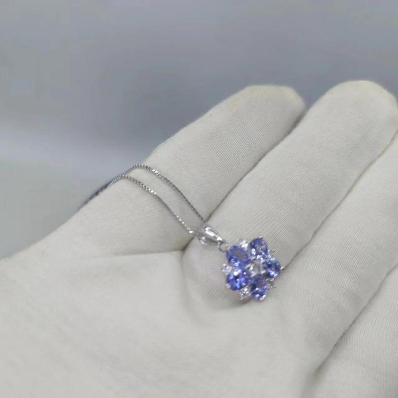 Sace Gems Подвеска для женщин, стерлинговое серебро 925 пробы, 4*5 мм, натуральный танзанит, ожерелье, Свадебная вечеринка, ювелирные изделия, подарки