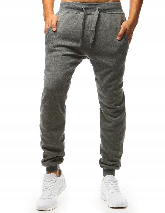 Męskie Spodnie Dresowe Joggery Szare Ux2396-Xl