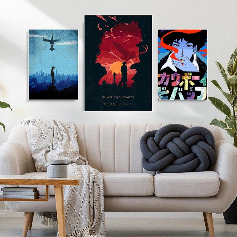 Ковбой Бибоп плакаты белая бумага аниме фигурки принты живопись фотографии гостиная бар украшения домашний декор манга наклейки на стену
