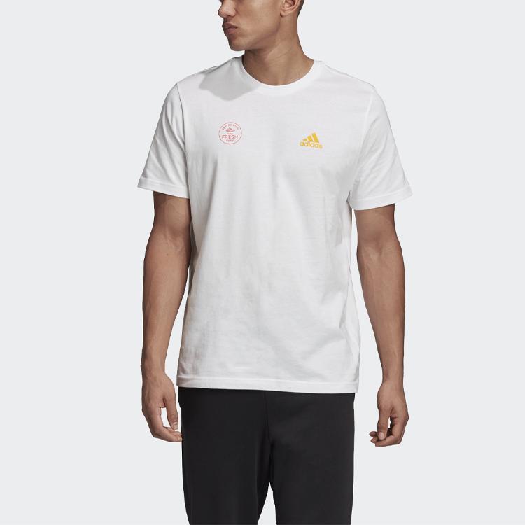 Adidas Футболка с принтом фото Snack и логотипом Letter, мужские топы, белая GE4667