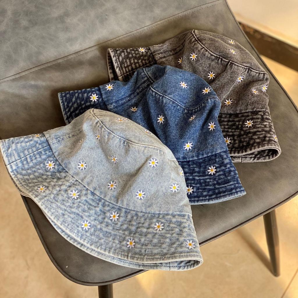 Весенняя шляпа женская складная вышитая цветочная джинсовая шляпа-ведро женская модная ретро старая универсальная шляпа-ракушка