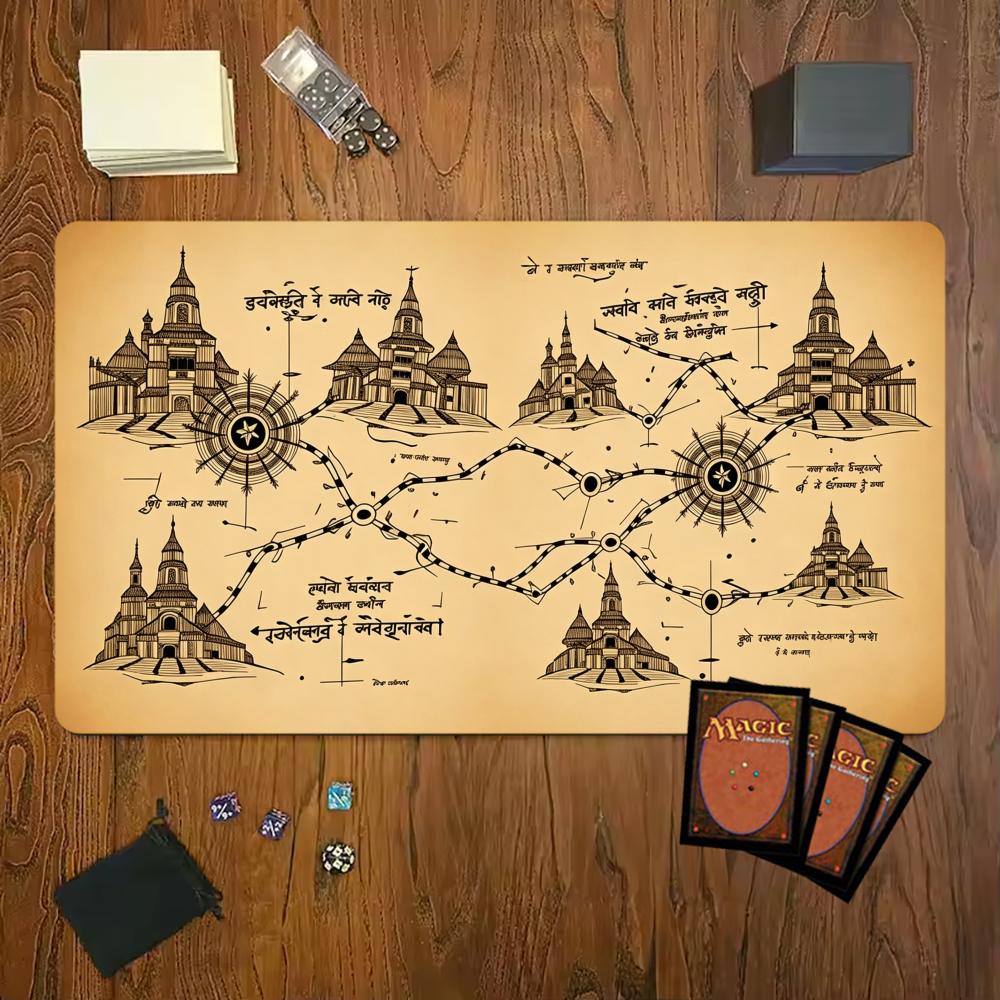 Treasure Map-Themed Game Mouse Pad Playmat 24"X14" MTG TCG Office Desk Mat for Work Game PC Laptop Rug Carpet MousePad