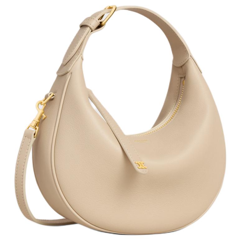 Celine Letter Logo Gold Hardware Shoulder Crossbody Bag Leather Handbag Women Bags Deep-Ivory 120723ENY-02EZ