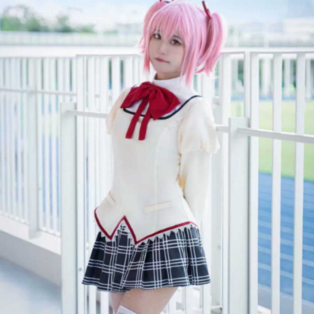 Косплей костюм школьной формы Puella Magi Madoka Magica, полный комплект с париком для Хэллоуина