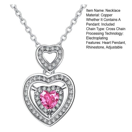 Женское ожерелье с подвеской в виде полого сердца, мерцающие стразы, регулируемая длина, украшения на шею, ежедневно