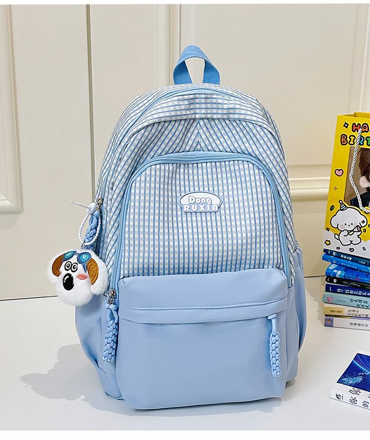 Школьный рюкзак Sweet Japanese Literary Plaid Backpack Корейская версия для учеников средней и старшей школы Компьютерный школьный рюкзак Повседневный легкий универсальный