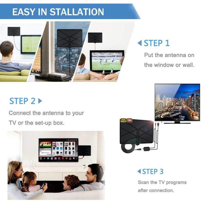 960 миль ТВ-антенна Внутренняя усиленная цифровая HDTV-антенна с 4K UHD 1080P DVB-T Freeview TV для