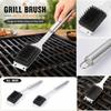 Набор щеток для гриля BBQ из 2 шт. с квадратным скребком, ручка из нержавеющей стали, прочный инструмент для чистки для использования на открытом воздухе и на кухне