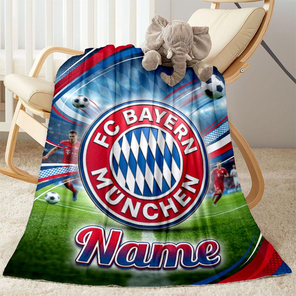 Bayern Munich Soccer Art Customize Text Blanket Gift Personalized Blanket Durable Comfort for Livingroom Sofa Office Home Decor for All Occasions