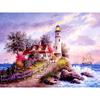 Diamond Embroidery Landscape Lighthouse Full Round Diamond Painting Scenery Rhinestone Cross Stitch