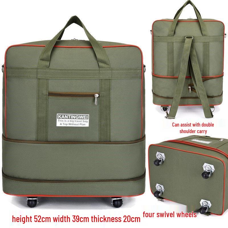 Водонепроницаемый дорожный чемодан из ткани Оксфорд - Большая вместимость, сумка для сдаваемого багажа для переезда за границу