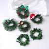 10Pcs/Set Christmas Wreath Napkin Ring Santa Hat Shiny Leaves Reusable Xmas Party Holiday Table Decoration Artificial Garland Dinner Napkin