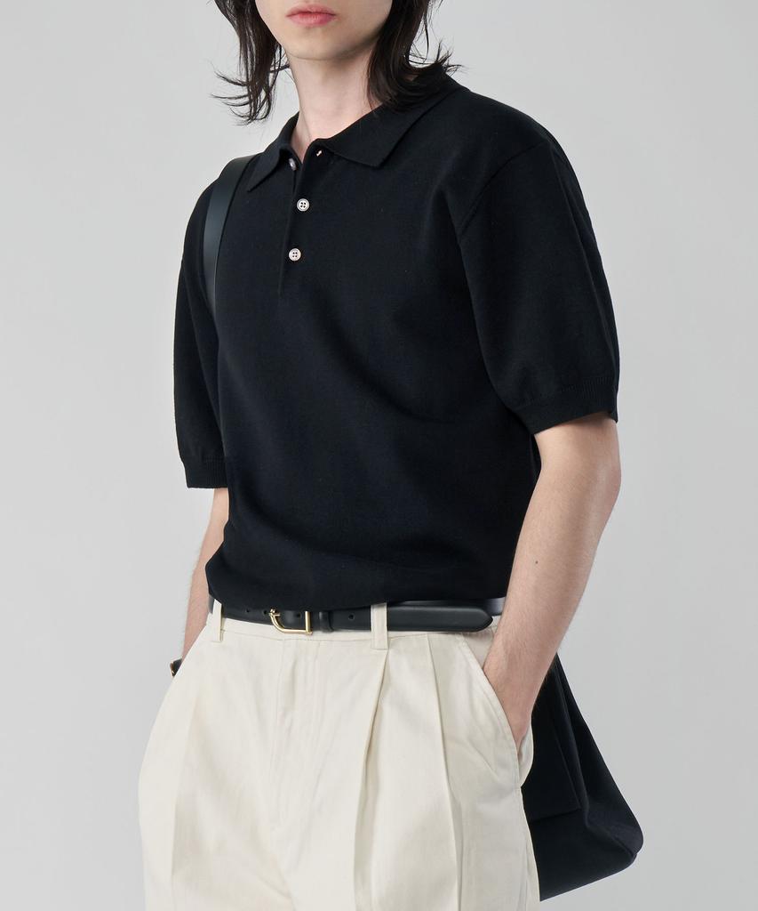 UNTAPPED STUDIO Washable Cool Cotton Short Sleeve Collared Knit 4 Colors (Type A)