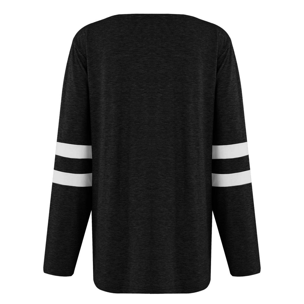 Women's Casual V Neck Pullover Long Sleeve Striped Colorblock Oversized Shirts