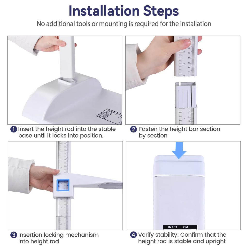 Professional Portable Stadiometer - Adjustable 20-210cm Dual Scale Wall-Mounted Height Rod | Medical-Grade Accuracy