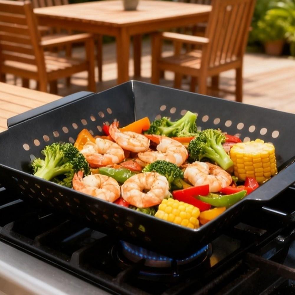 Large Capacity Barbecue Grill Pan Non-Stick Coated Roasting Fish Plate Grill Basket  Picnic