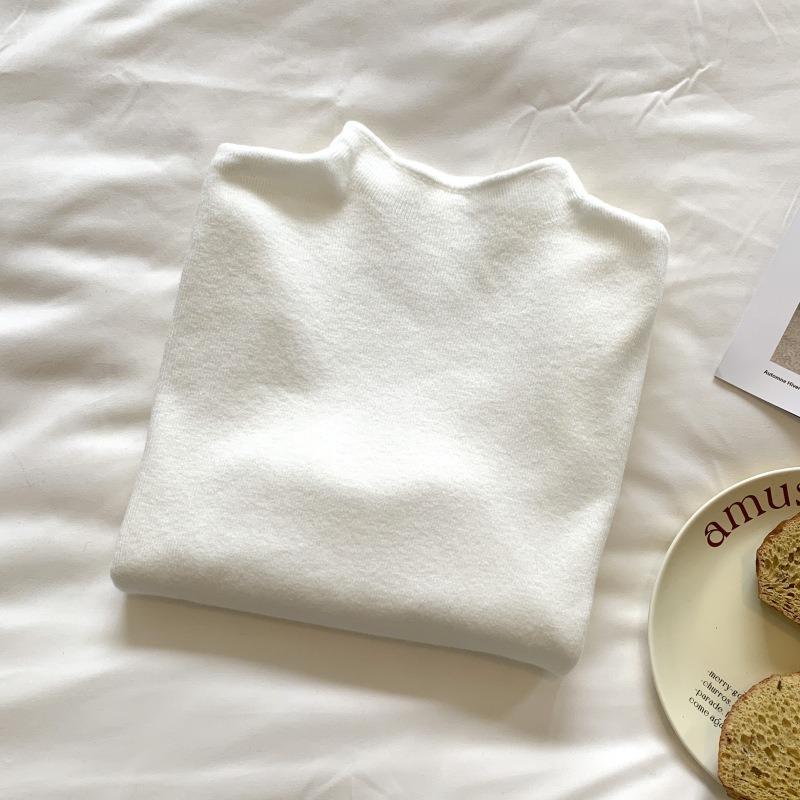 Мягкий восковой маленький воротник-стойка простой внутренний топ универсальный свитер весна базовый вязаный низ женский