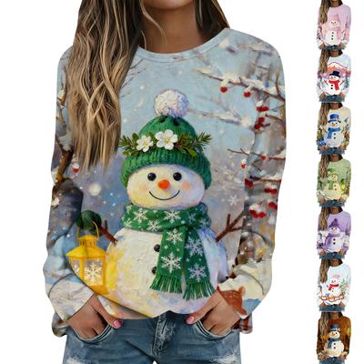 Женские топы Женский свитшот с длинным рукавом Повседневный с круглым вырезом Свободного кроя Пуловер Флисовые топы