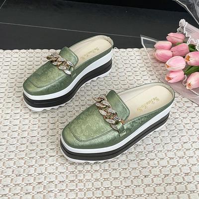 Тапочки женские шлепанцы удобные резиновые туфли на платформе женские повседневные туфли с круглым носком плоские мокасины на плоской подошве осенняя женская обувь PU 2024