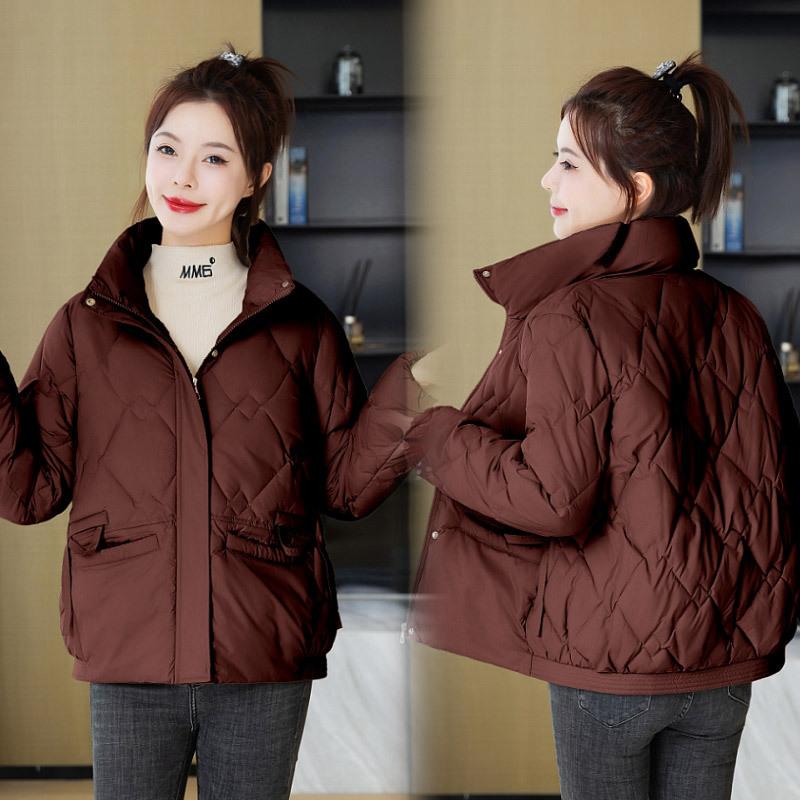 Зима 2025 Новая Короткая хлопковая пуховая куртка с воротником-стойкой Корейская версия Свободная Большого размера Хлопковая куртка Женская хлопковая куртка Теплая стеганая куртка