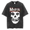 2026 Стиранная Винтажная Хардкор Панк Группа Misfits Футболка Ужасы Скелет Графическая Футболка Мужская Женская Мода Повседневные Оверсайз Футболки