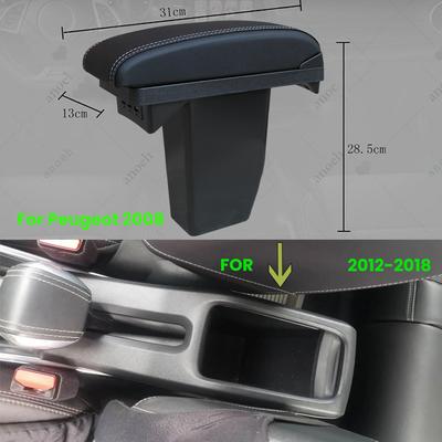 Для Peugeot 2008 Armrest Box 2012-2018 Car Storage Box With USB Charger Auto Retrofit Parts Interior Details Car Accessories