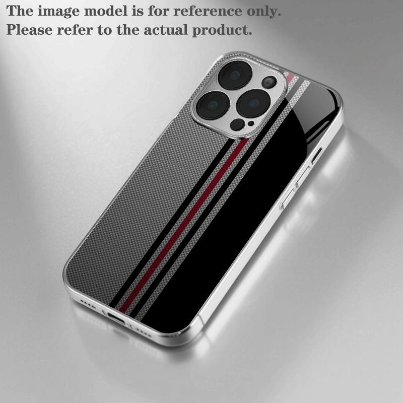 Электроplated Чехол для телефона с красно-серым полосатым узором для iPhone17 16 16ProMax 15 14 13 12ProMax 11 11Pro Защита от падения