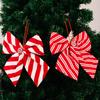1Pc Christmas Decoration Supplies Red and White Striped Bow Candy Sponge Bow Pendant Christmas Tree Decoration