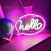 HELLO Neon Sign Creative Shape USB/Battery Operated Non-glaring LED Neon Lamp Wall Ornament Party Supplies
