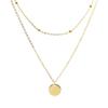 S925 Stamp Silver Color Double Layer Round Disc Pendant Necklace Gold Color Bead Chain Charm Necklace For Women Jewelry S -N574